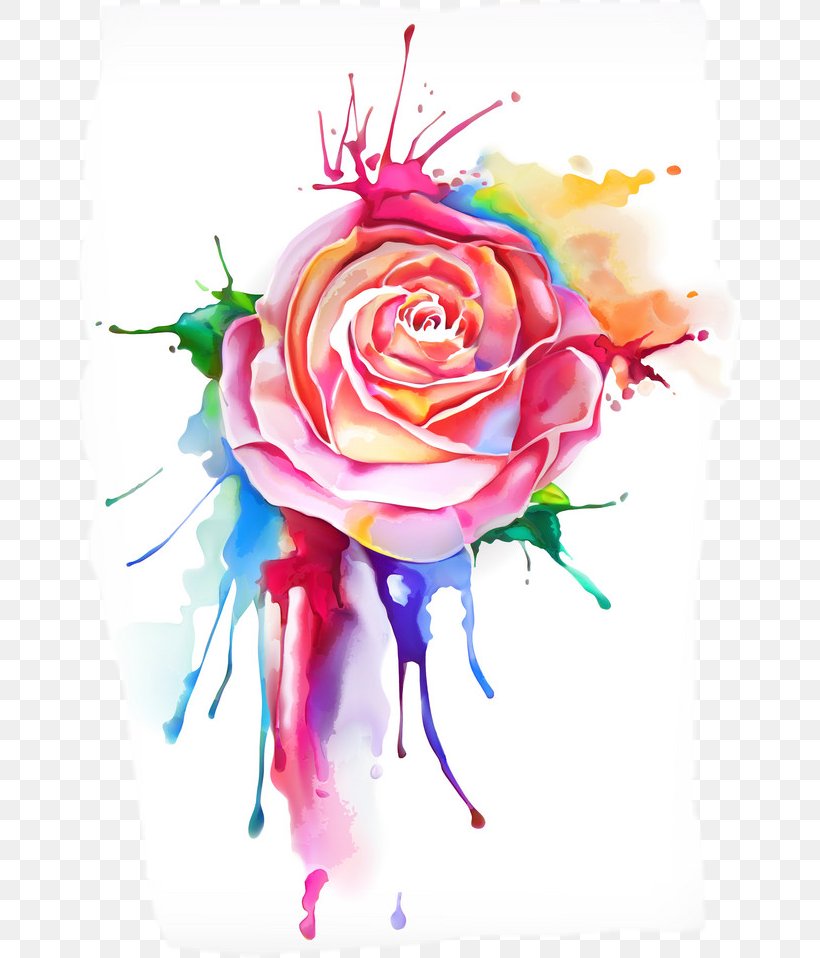 Garden Roses Floral Design Watercolor Painting, PNG, 667x958px, Garden Roses, Art, Close Up, Cut Flowers, Drawing Download Free