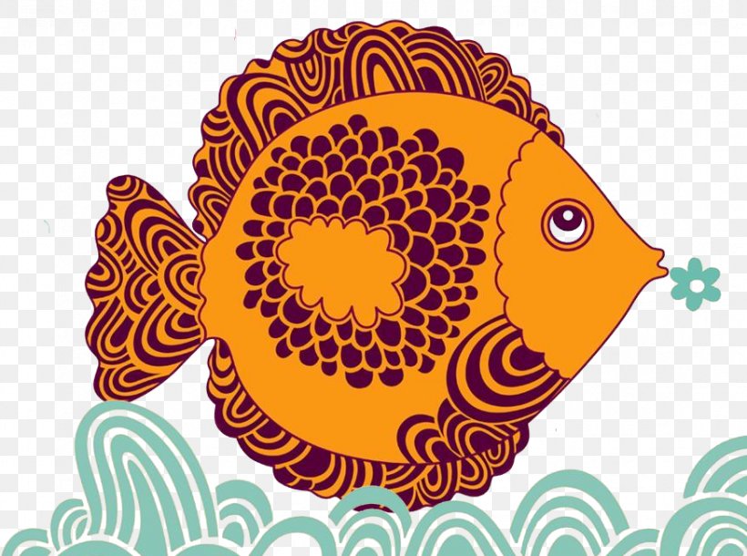 Drawing Illustration, PNG, 874x651px, Drawing, Cartoon, Decorative Arts, Fish, Flower Download Free