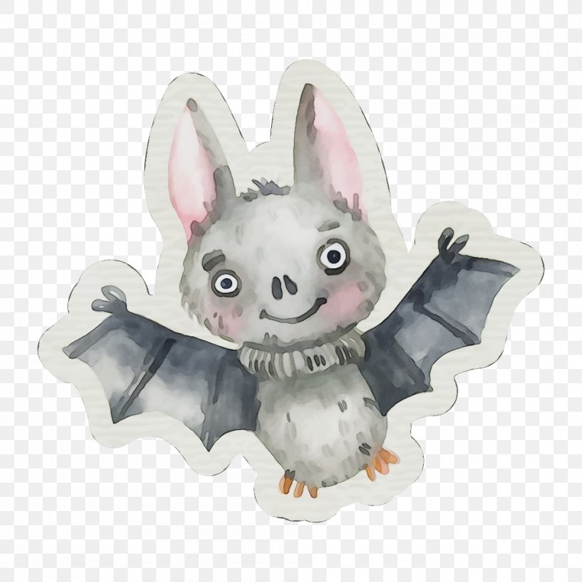 Cartoon Bat Rabbit Fictional Character, PNG, 1000x1000px, Watercolor, Bat, Cartoon, Fictional Character, Paint Download Free
