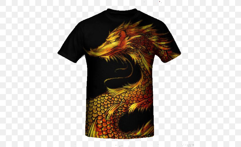 T-shirt Crew Neck Juice Fashion, PNG, 500x500px, Tshirt, Amazoncom, Brand, Crew Neck, Dragon Download Free