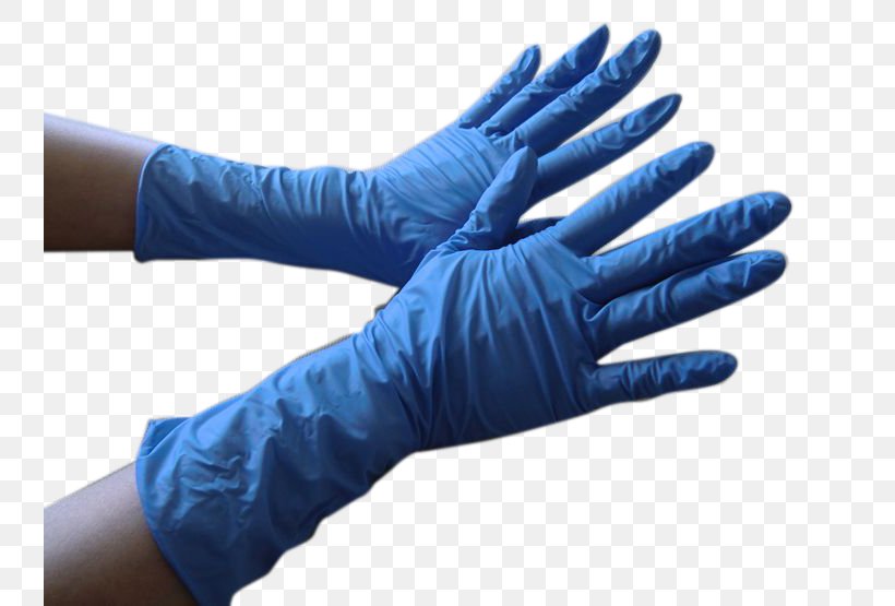 Medical Glove T-shirt Sleeve Nitrile, PNG, 740x555px, Glove, Blue, Disposable, Evening Glove, Finger Download Free