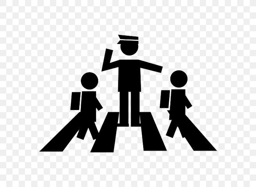 Pedestrian Crossing Crossing Guard Icon, PNG, 600x600px, Pedestrian Crossing, Black And White, Crossing Guard, Human Behavior, Logo Download Free