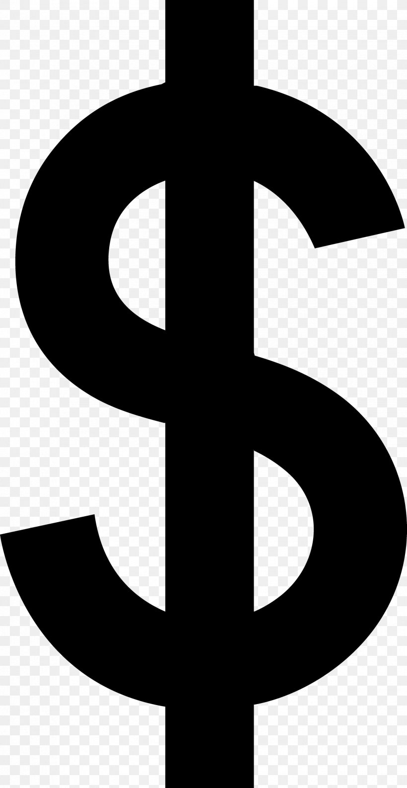Dollar Sign Currency Symbol Clip Art, PNG, 1856x3590px, United States Dollar, Black And White, Dollar, Dollar Coin, Dollar Sign Download Free