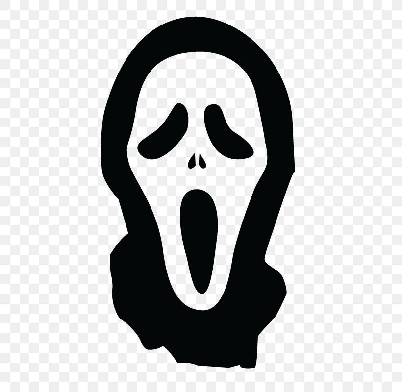 Ghostface Decal Sticker Jason Voorhees Freddy Krueger, PNG, 800x800px, Ghostface, Black And White, Decal, Drawing, Face Download Free