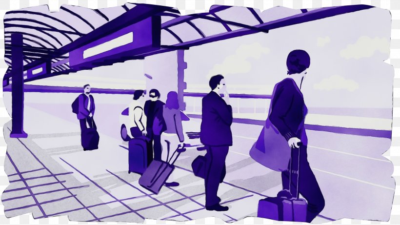 Purple Violet Passenger Airport Terminal Airliner, PNG, 1920x1080px, Watercolor, Airliner, Airport Terminal, Baggage, Paint Download Free