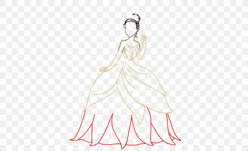 Gown Woman Line Art Clip Art, PNG, 500x500px, Gown, Art, Artwork, Black And White, Character Download Free