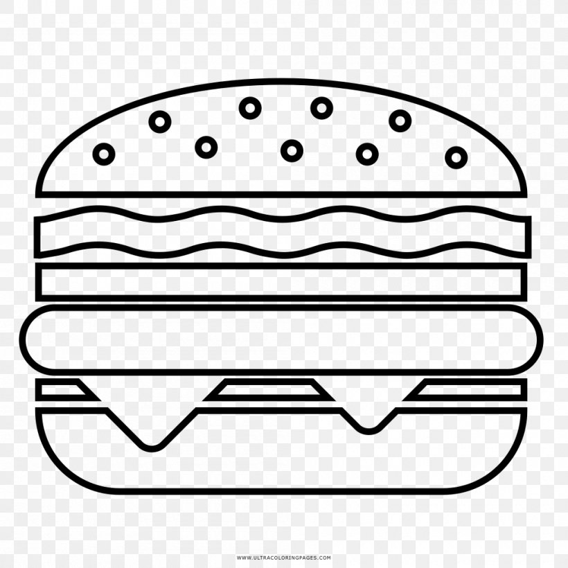 Hamburger Cheeseburger Hamburg Steak Drawing Coloring Book, PNG, 1000x1000px, Hamburger, Ausmalbild, Black, Black And White, Cheese Download Free