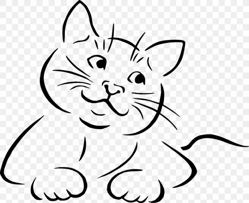 Cat Kitten Line Art Drawing Clip Art, PNG, 879x720px, Cat, Art, Artwork, Black, Black And White Download Free