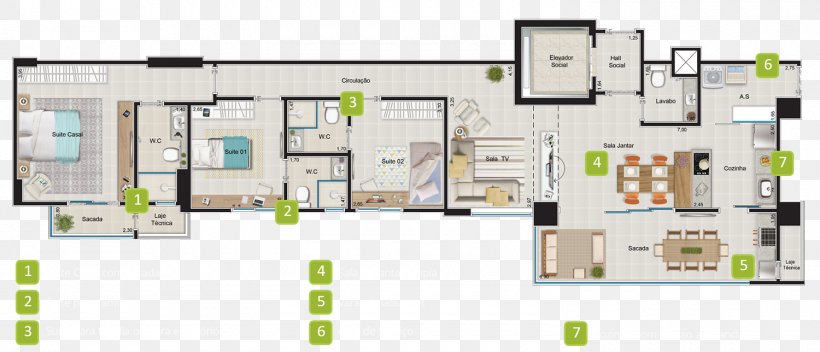 Apartment Floor Plan 3BS Construtora Jardim Botânico Suite, PNG, 1500x644px, Apartment, Architectural Engineering, Area, Business, Communication Download Free