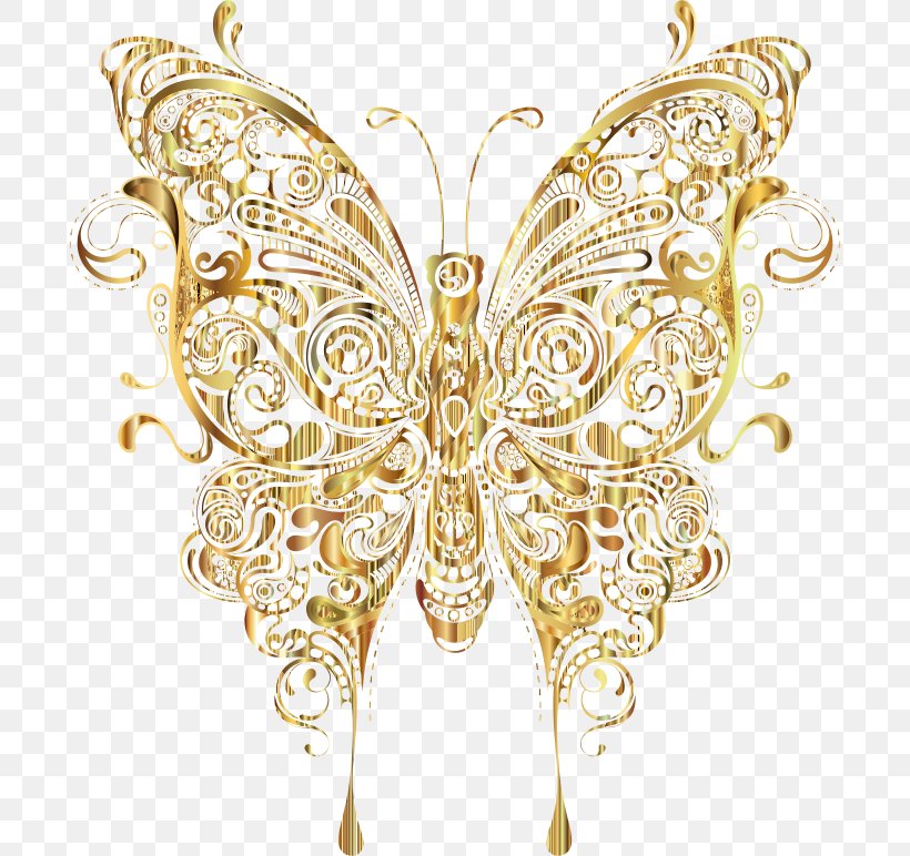 Butterfly Insect Moth Gold Clip Art, PNG, 696x772px, Butterfly, Abstract Art, Animal, Arthropod, Body Jewelry Download Free