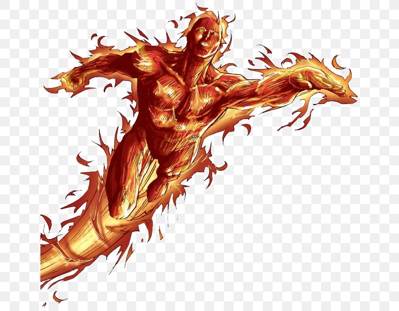 Human Torch Mister Fantastic Invisible Woman, PNG, 653x640px, Human Torch, Demon, Dragon, Drawing, Fantastic Four Download Free