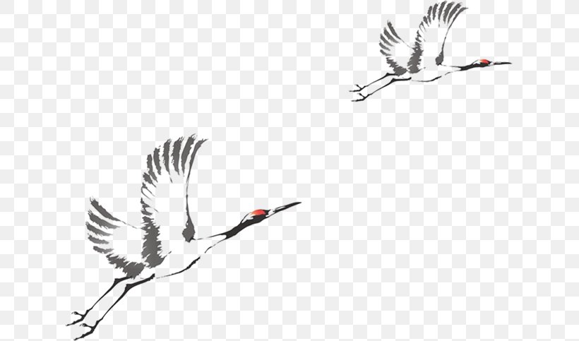 Ink Crane Bird, PNG, 635x483px, Ink, Advertising, Beak, Bird, Black And White Download Free