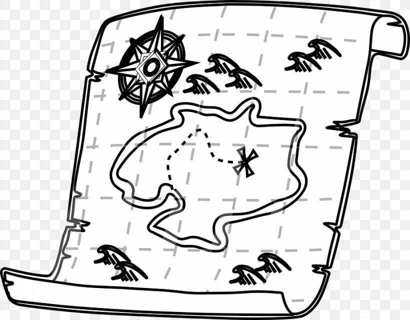 Treasure Map White Clip Art, PNG, 922x720px, Treasure Map, Area, Art, Black, Black And White Download Free
