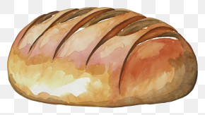Cartoon - Watercolor Illustration Of A Loaf Of Bread PNG