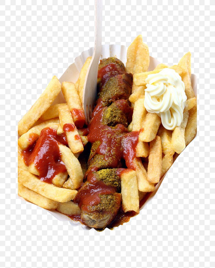 French Fries Currywurst Hot Dog Full Breakfast Potato Wedges, PNG, 683x1024px, French Fries, American Food, Appetizer, Breakfast, Calorie Download Free