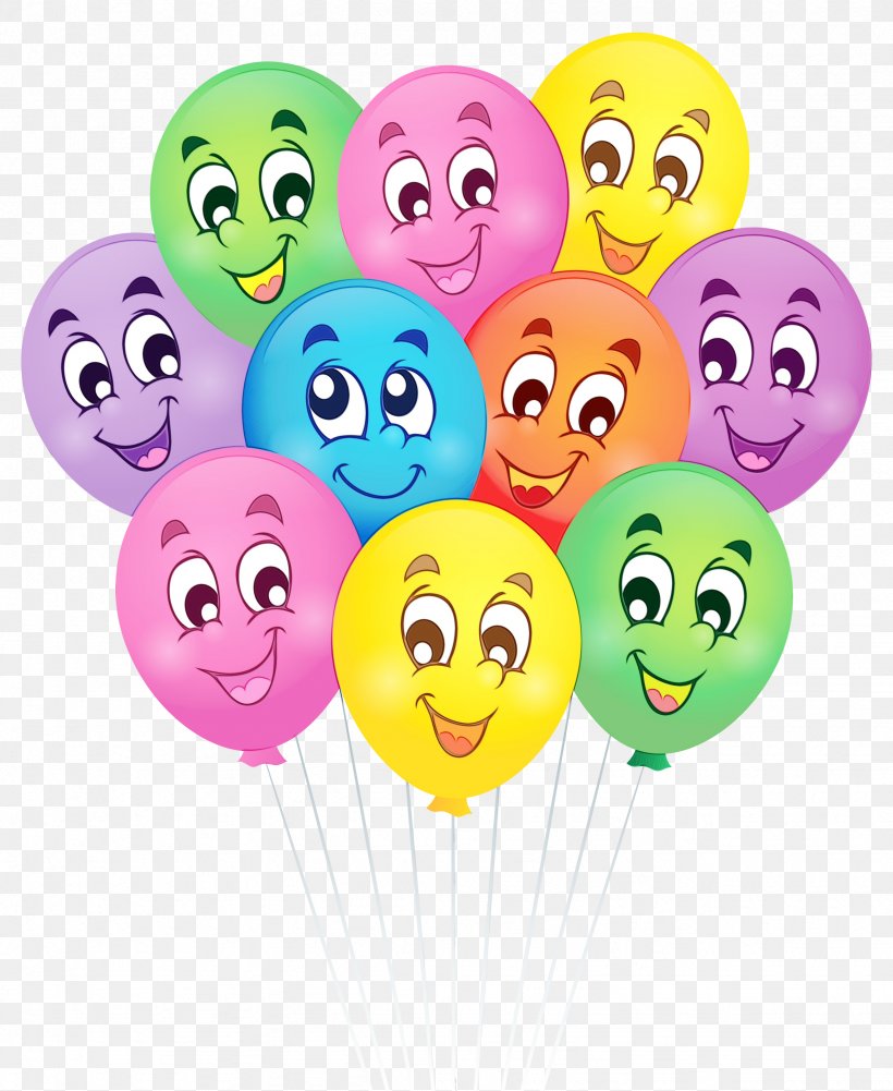 Happy Face Emoji, PNG, 2457x3000px, Watercolor, Balloon, Birthday ...