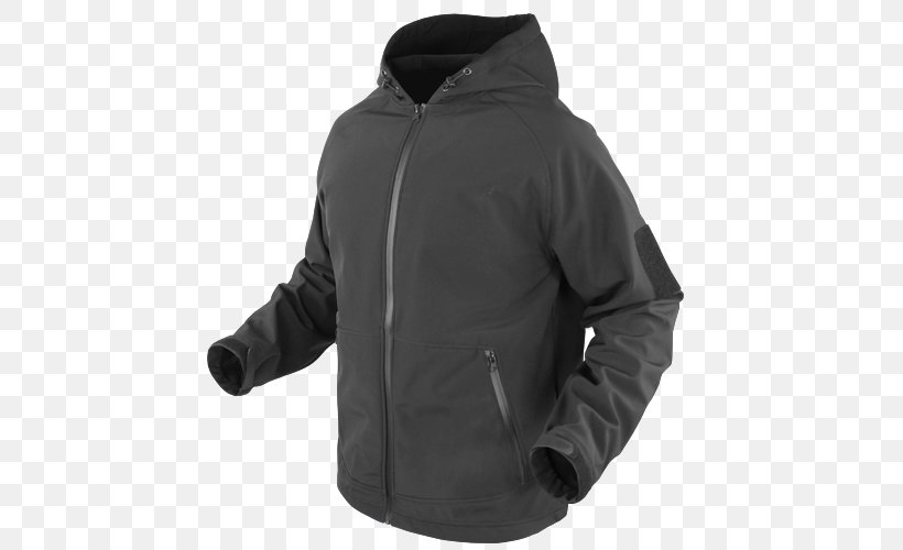 Hoodie Shell Jacket Softshell Coat, PNG, 500x500px, Hoodie, Black, Clothing, Coat, Hood Download Free