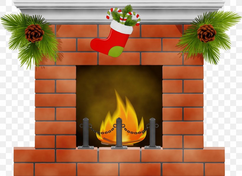 Orange, PNG, 3000x2190px, Watercolor, Brick, Fireplace, Hearth, Heat Download Free