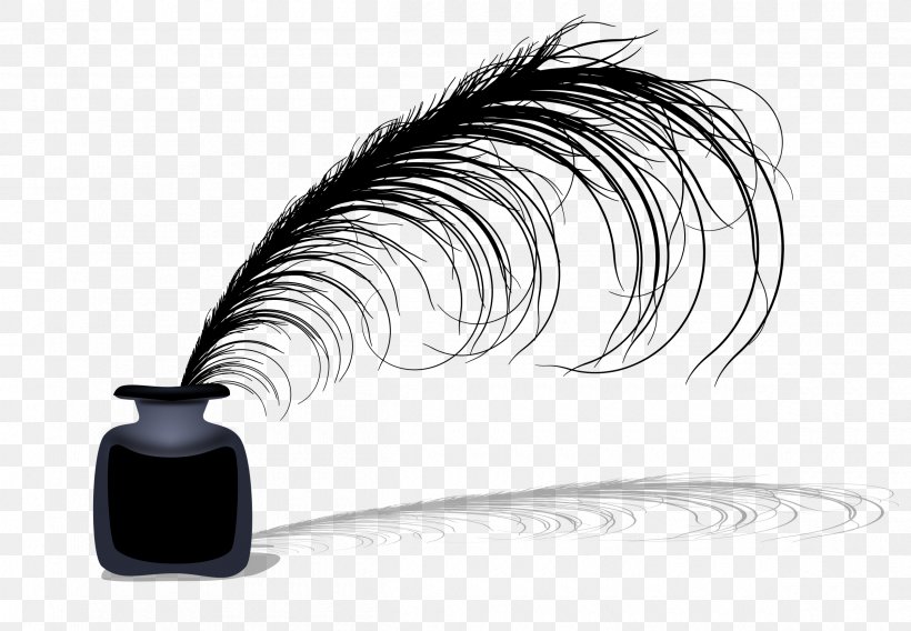 Paper Quill Inkwell, PNG, 2400x1664px, Paper, Black And White, Bottle, Eyelash, Feather Download Free