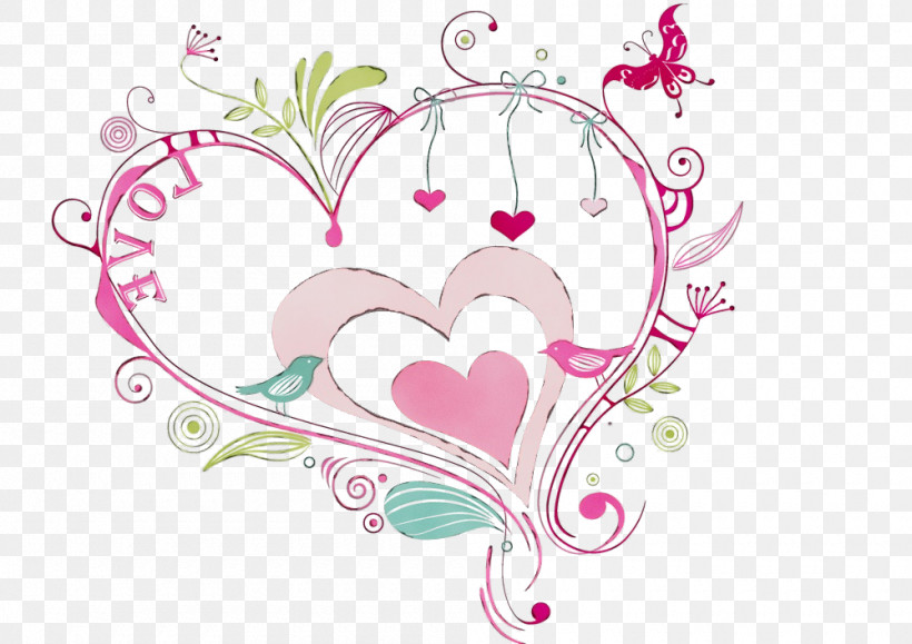 Heart Pink Heart Love Ornament, PNG, 1000x707px,  Download Free
