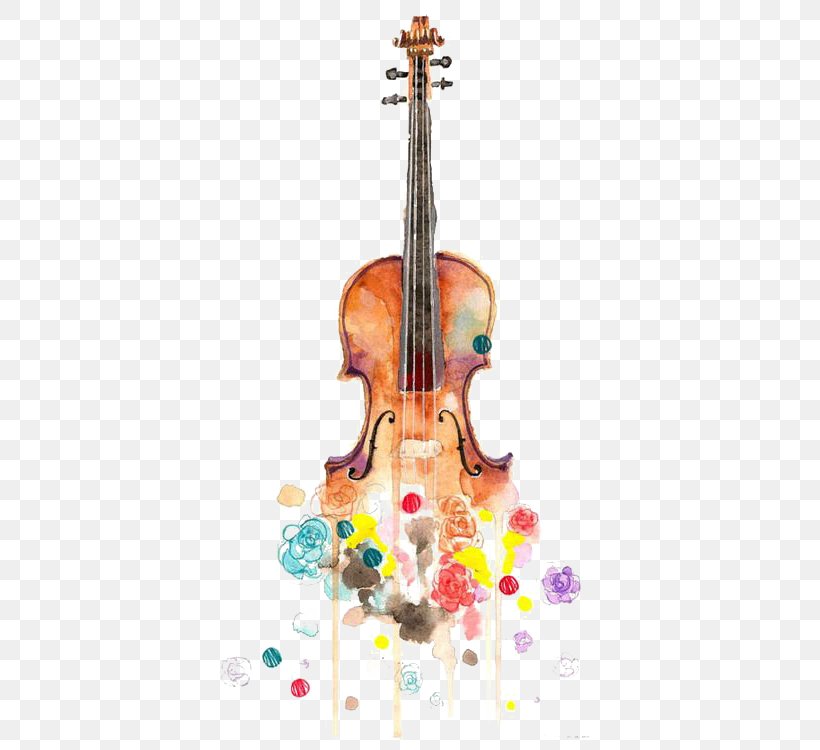 Violin Watercolor Painting Drawing Musical Instrument, PNG, 398x750px, Watercolor, Cartoon, Flower, Frame, Heart Download Free
