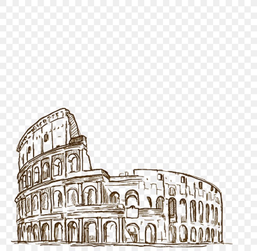 Colosseum Rome House Drawing, PNG, 800x800px, Colosseum, Black And White, Brand, Building, Cartoon Download Free