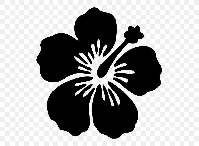 Silhouette Hawaiian Hibiscus Flower, PNG, 552x600px, Silhouette, Black And White, Decal, Flora, Floral Design Download Free