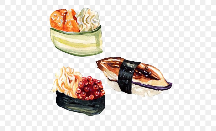 Sushi Japanese Cuisine Visual Arts Illustrator Illustration, PNG, 500x500px, Sushi, Asian Food, Cuisine, Dessert, Dish Download Free