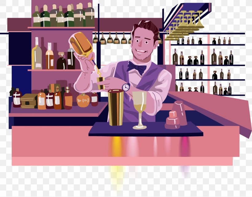 Cocktail Beer Bartender, PNG, 1286x1006px, Cocktail, Bar, Bartender, Beer, Cartoon Download Free