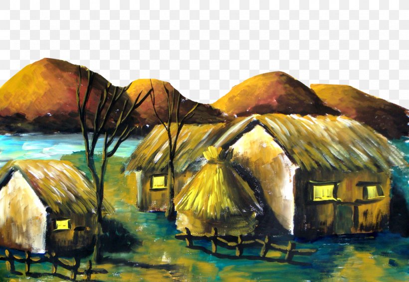 Oil Painting Landscape Painting Cottage, PNG, 1024x707px, Oil Painting, Acrylic Paint, Art, Artwork, Cottage Download Free