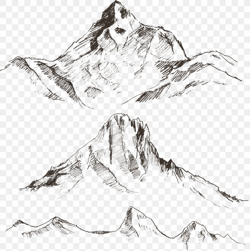 Drawing Mountain Sketch, PNG, 950x957px, Drawing, Artwork, Black And White, Monochrome, Monochrome Photography Download Free
