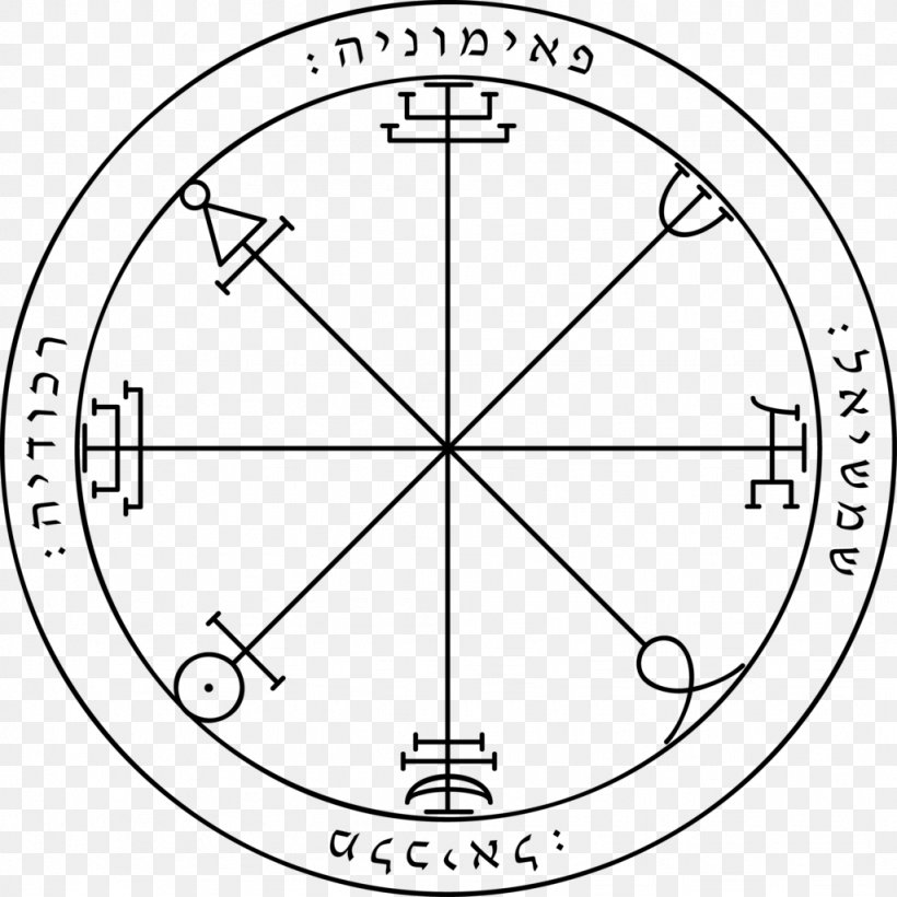 Lesser Key Of Solomon Pentacle Pentagram Amulet, PNG, 1024x1024px, Key Of Solomon, Amulet, Area, Black And White, Clock Download Free