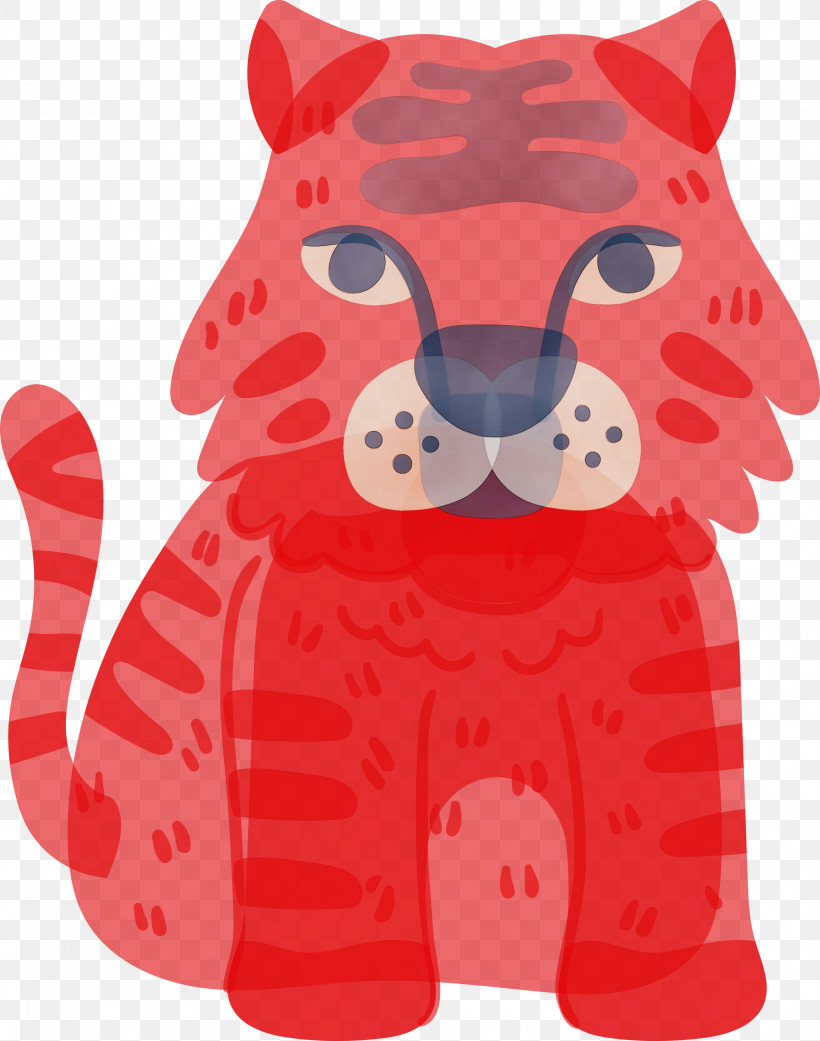 Animal Figure Red Cartoon Snout Toy, PNG, 2361x3000px, Tiger, Animal Figure, Cartoon, Paint, Red Download Free