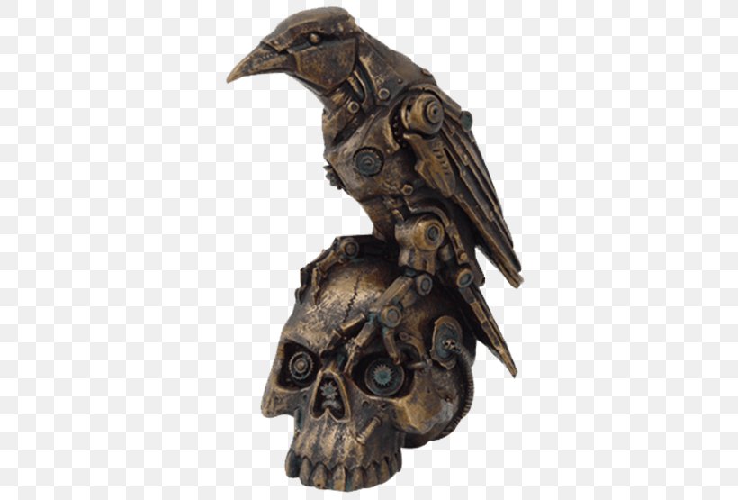 Sculpture Robot Steampunk Statue Skull, PNG, 555x555px, Sculpture, Art, Common Raven, Crow, Fantasy Download Free