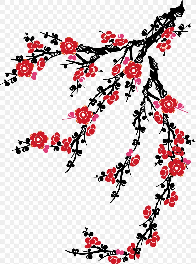 Plum Blossom Download Clip Art, PNG, 1411x1903px, Plum Blossom, Area, Art, Black And White, Body Jewelry Download Free