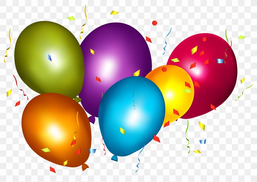 Balloon Confetti Party Amazon.com How-to, PNG, 3121x2212px, Balloon, Birthday, Confetti, Easter Egg, Gas Balloon Download Free