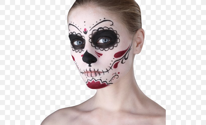 Day Of The Dead Halloween Death Calavera Costume, PNG, 500x500px, 31 October, Day Of The Dead, Calavera, Cheek, Costume Download Free
