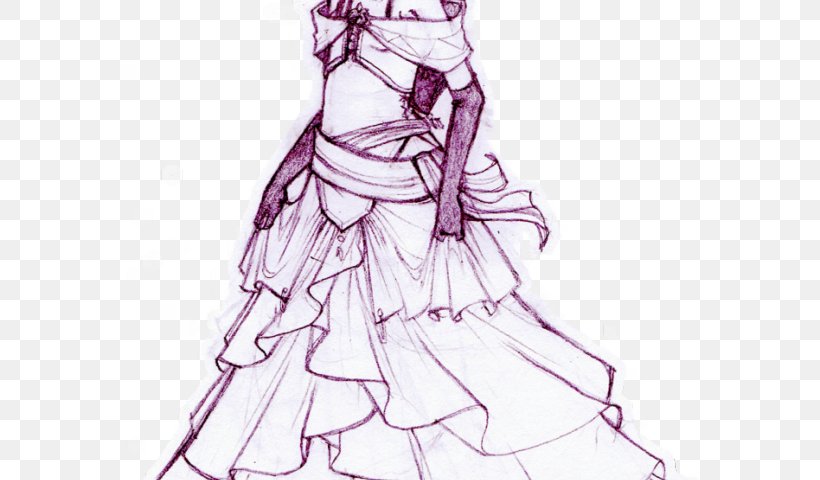 Sketch Fancy Dress Illustration Costume, PNG, 640x480px, Watercolor, Cartoon, Flower, Frame, Heart Download Free