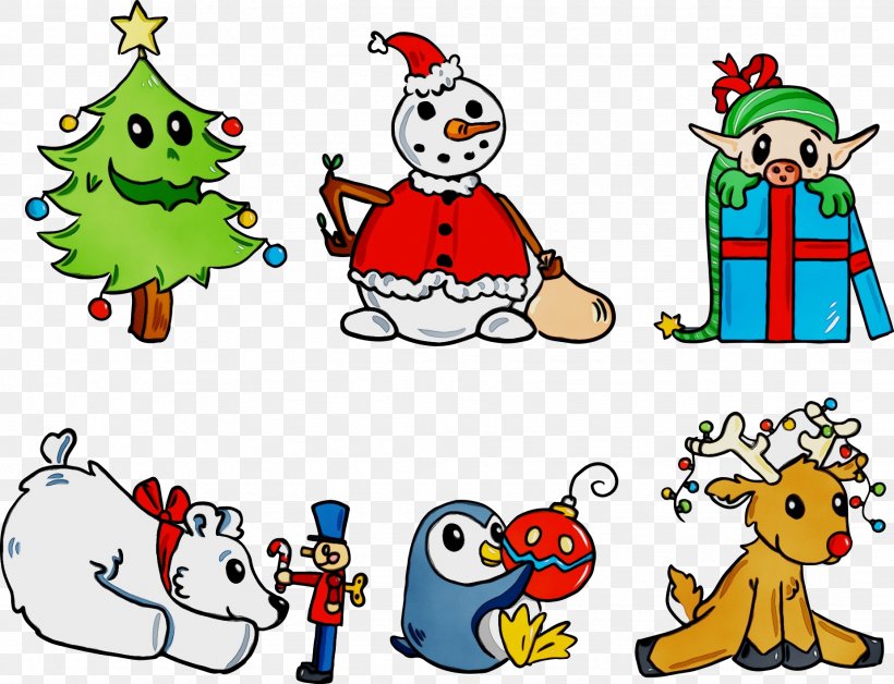 Christmas Tree Watercolor, PNG, 1851x1418px, Watercolor, Beak, Cartoon, Christmas, Christmas Day Download Free