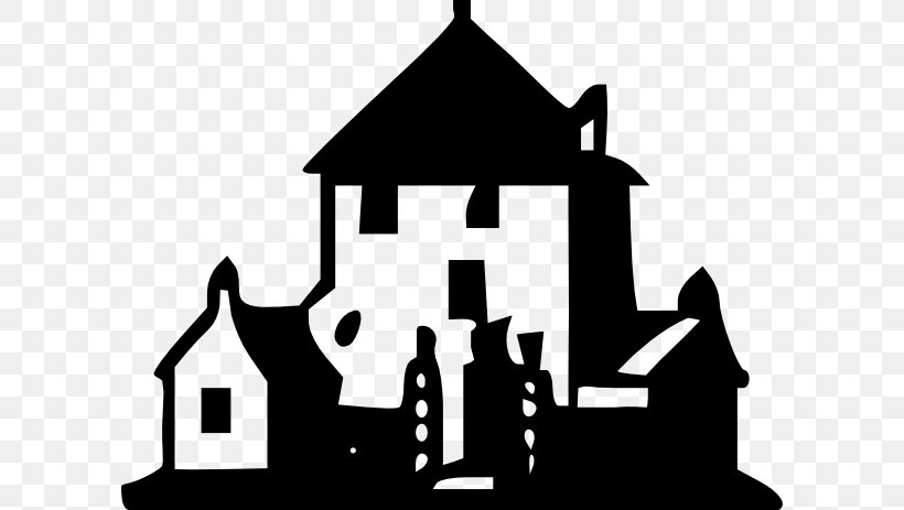 Haunted House Clip Art, PNG, 600x463px, Haunted House, Artwork, Black And White, Drawing, Facade Download Free