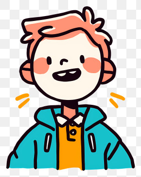 Animated Boy Happy Expression - Cheerful Doodle Boy Avatar PNG