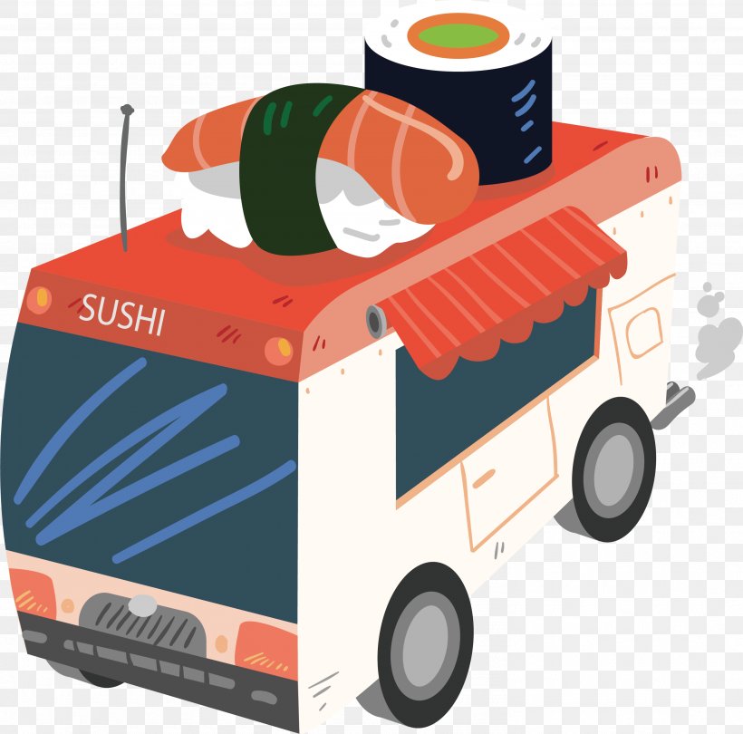 Sushi Fast Food Car, PNG, 2975x2940px, Japanese Cuisine, Cuisine, Drawing, Fast Food, Food Download Free