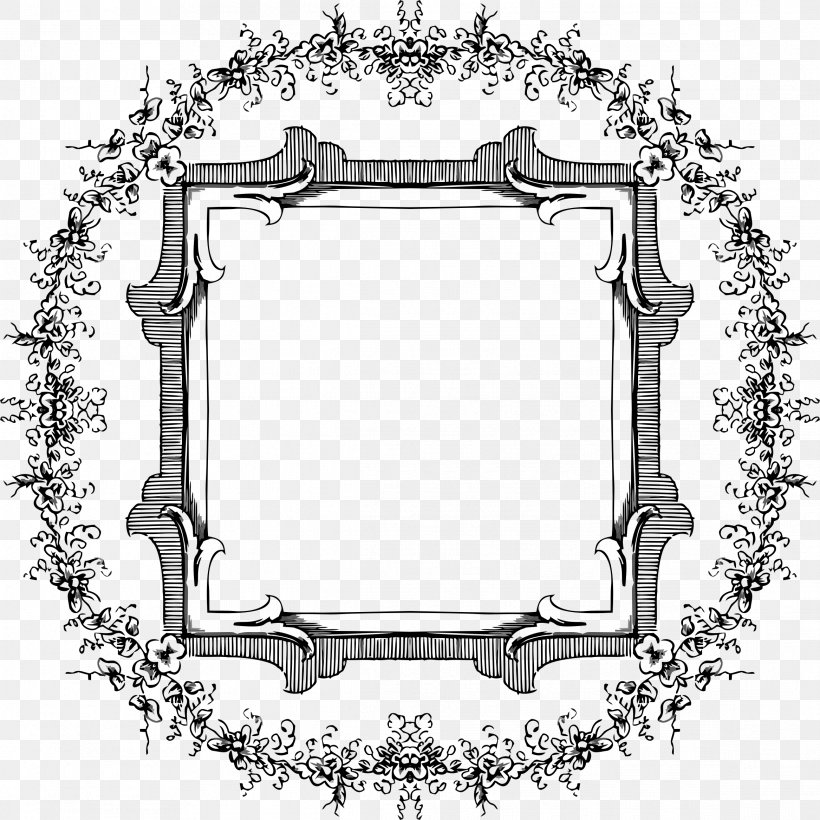 Picture Frames Clip Art, PNG, 2334x2334px, Picture Frames, Area, Black And White, Decorative Arts, Line Art Download Free