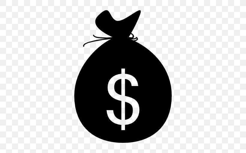 Money Bag Currency Symbol Dollar Sign, PNG, 512x512px, Money Bag, Bag, Banknote, Black And White, Brand Download Free