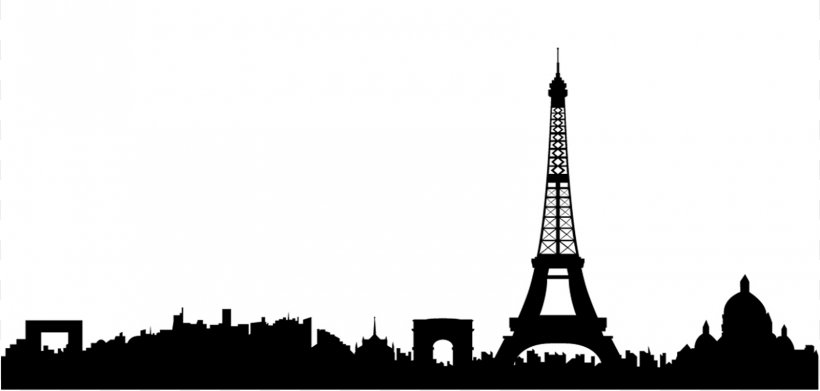Paris Skyline Silhouette Clip Art, PNG, 1600x764px, Paris, Art, Black And White, Building, Drawing Download Free