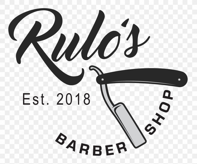 RULOS BARBERS Logo Brand Design, PNG, 2400x2000px, Barber, Area, Black, Black And White, Brand Download Free