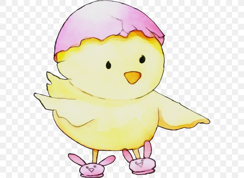 Cartoon Yellow Pink Bird Duck, PNG, 596x599px, Watercolor, Beak, Bird, Cartoon, Duck Download Free