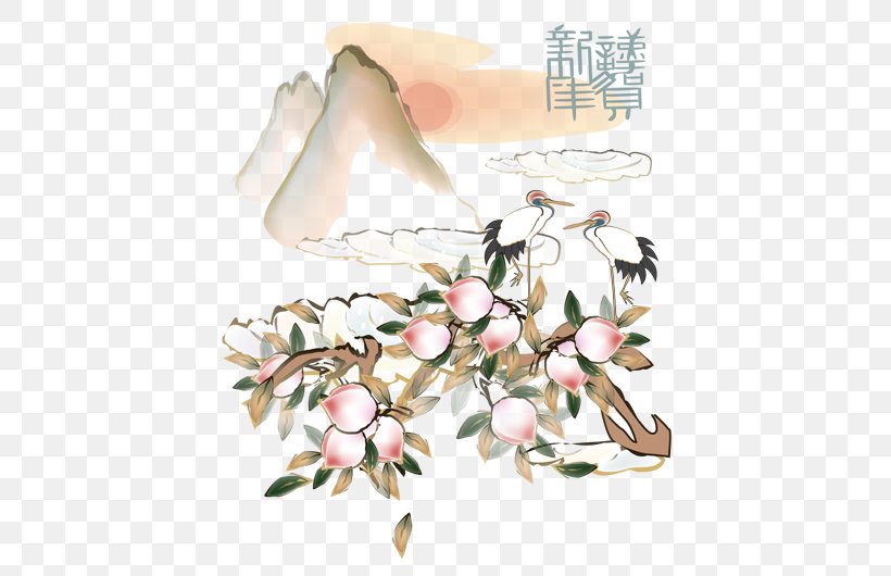 Image Resolution Ink Wash Painting, PNG, 525x530px, Image Resolution, Blossom, Branch, Chinese New Year, Culture Download Free