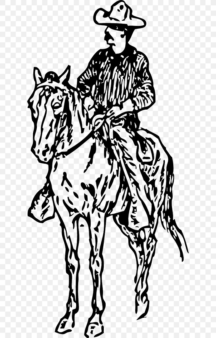 Horse Equestrian Drawing Cowboy Clip Art, PNG, 640x1280px, Horse, Art, Artwork, Black And White, Bridle Download Free