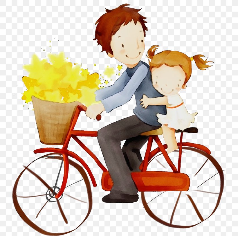 Clip Art Cartoon Bicycle Vehicle Male, PNG, 737x813px, Watercolor, Bicycle, Bicycle Basket, Bicycle Part, Bicycle Wheel Download Free